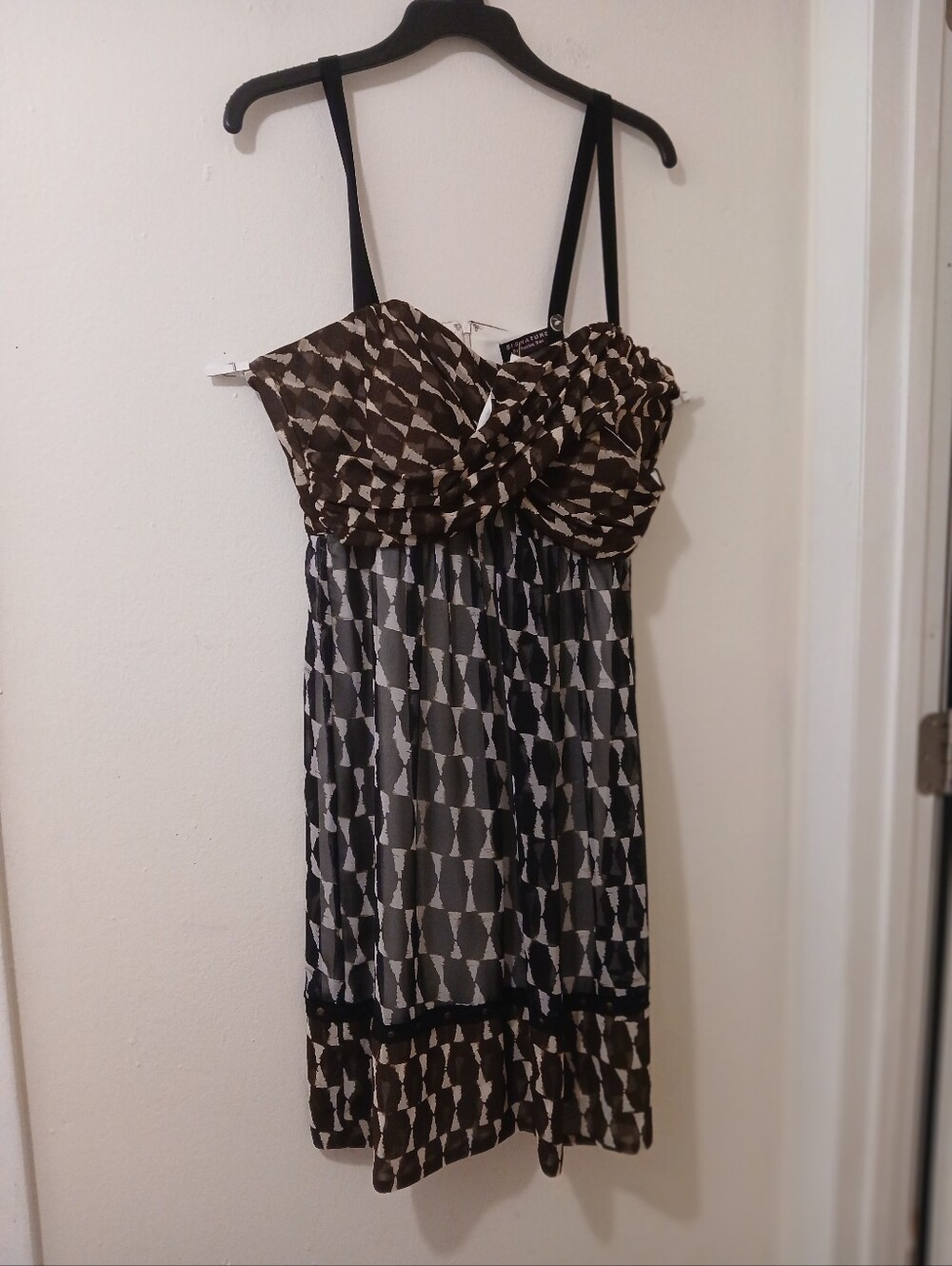 Signature Brown & Black Geometric Strap Dress